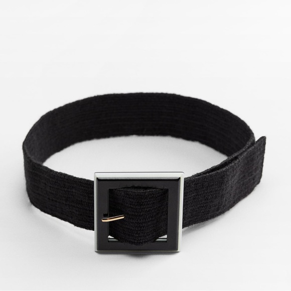 Zara black jute belt squared acetate buckle - Picture 2 of 5